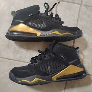 Jordan Black and Gold Athletic Shoes